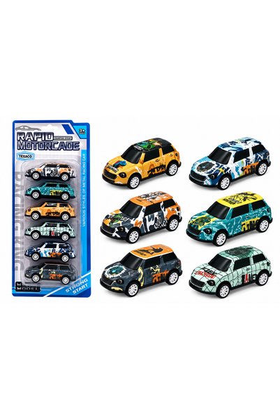 TUENGİ STORE Set of 6 Metal Body Toy Cars Pull and Drop 7 cm