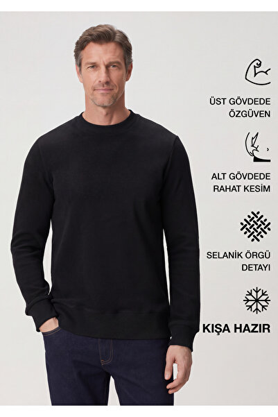 simpleQloth Stockholm | Bisiklet Yaka Sweatshirt-Siyah