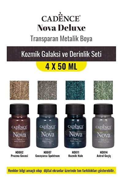 Cadence Boya 4X50ML Nova Deluxe Transparan Metalik Boya - Kozmik Galaksi ve D...