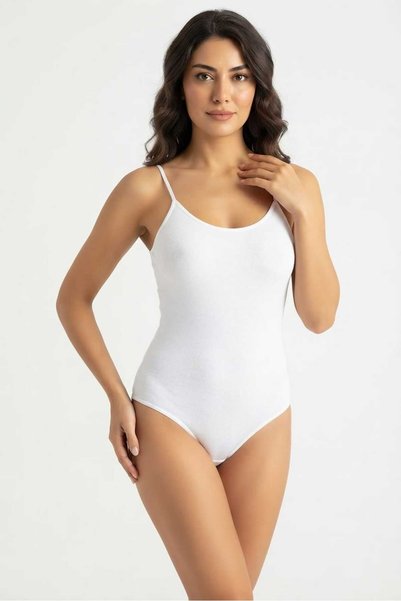 Seher Yıldızı 10-Pack Women's Cotton Lycra Bodysuit with String Straps and Bottom Hooks + 6 Special Custom Made Buckles as a Gift