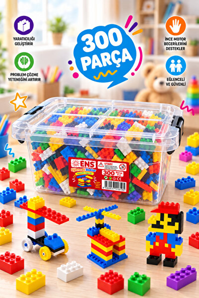 ENS Funny Blocks 300 Parça Renkli Eğitici Yapı Oyuncağı – Saklama Kutulu