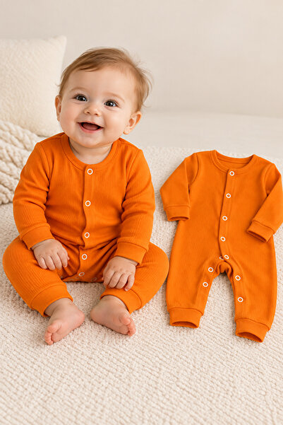 Mai Perla Unisex Organik Pamuklu Çıtçıtlı Raporlu 2’li Bebek Tulum Seti 0-3 Ay