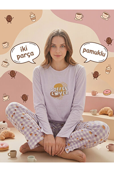Mihra Long Sleeve 2 Pieces Cute Comfortable Kawaii Cotton Coffee Lovers Coupl...