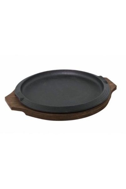 ILSA Enamelled cast-iron plate with wooden tray Basic Ø cm 26