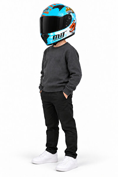 MTS Pro Helmet Full Face Mavi Çocuk Motosiklet Kaskı