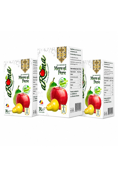 Aroma Pachet 3 cutii suc de mere si pere, presat la rece, fara zahar adaugat,...