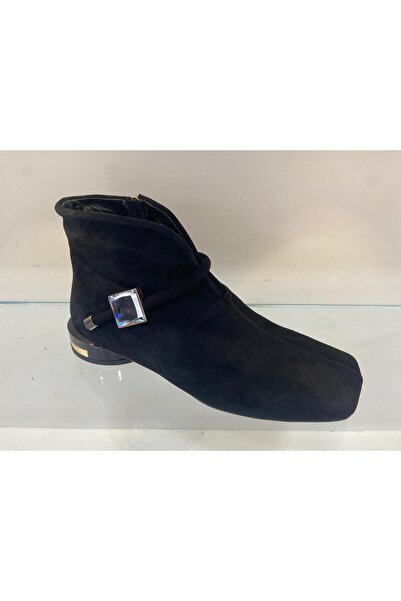 MARCO ROCCO Genuine Leather Stone Buckle Zippered Short Block Heeled Square T...