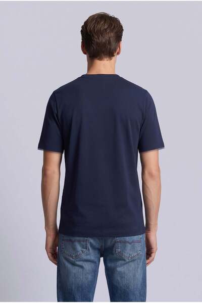 Brix Men's 100% Cotton Interlock Short Sleeve T-Shirt Navy Blue