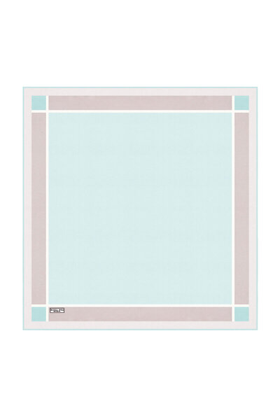 Bursa İpek Ice Blue Wide Border Plain Silk Handkerchief