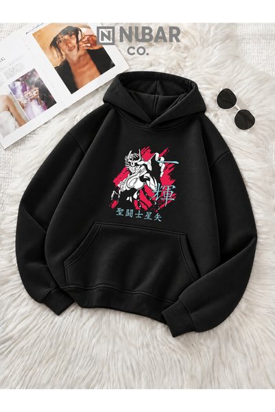 NUBAR CO. Knights of the Zodiac Premium 3 İplik Şardonlu Tasarımlı Unisex Cas...