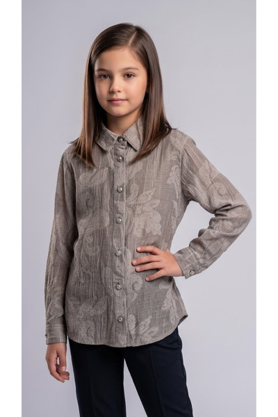Pafim Girl's Jacquard Shirt, Special Occasion Viscose Long Sleeve Shirt, Ages...