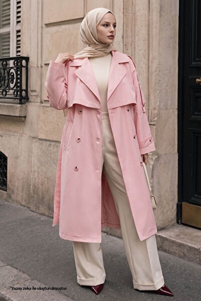 InStyle Trench roz căptușit cu nasturi dubli