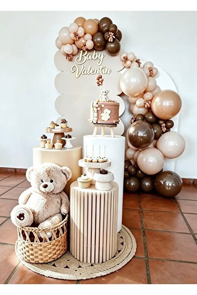 Çemrek Süs Parti Sea Sand Desert Sand Brown Balloon Chain Set of 100