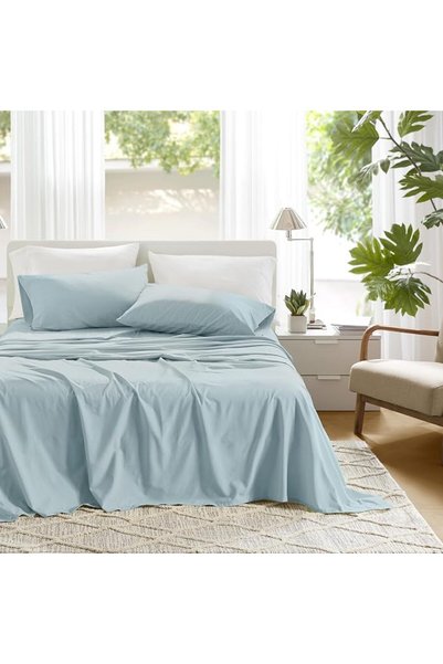Comfort Spaces طقم ملاءات سرير من القطن 100%، قابل للتنفس، خفيف الوزن، ناعم، ...