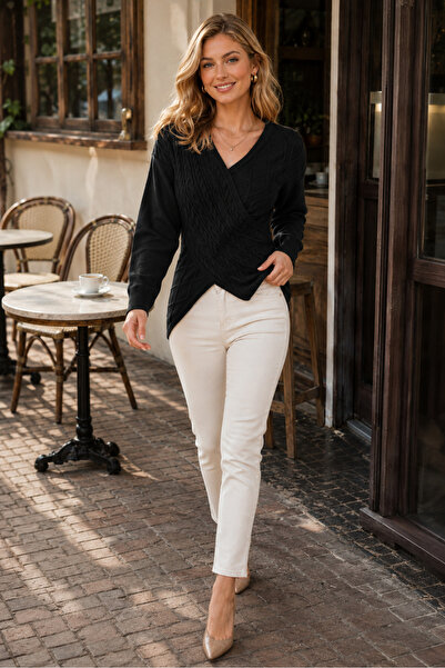 citystyle Women's Long Sleeve Off Shoulder Double Breasted Collar Hair Braide...