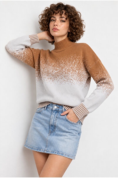 Neden Tekstil Women's Premium Color Gradient Balloon Sleeve Knit Sweater