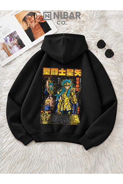 NUBAR CO. Knights of the Zodiac Premium 3 İplik Şardonlu Tasarımlı Unisex Cas...