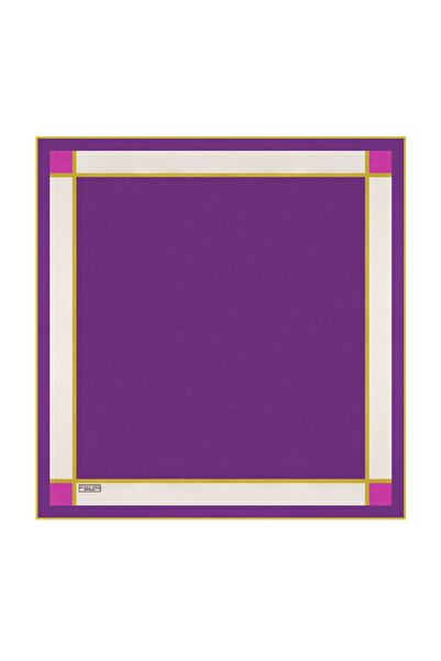 Bursa İpek Purple Wide-Bordered Plain Silk Handkerchief