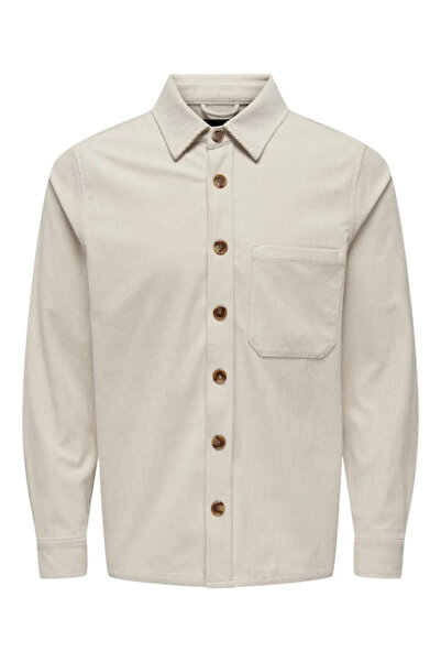 Only & Sons Cămașă pentru bărbați Onstyle, catifelată, bej - 22027422