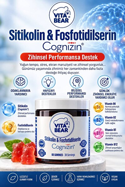 Vita Bear Cognizin Zihin Geliştirmeye Yardımcı 60 Gummy