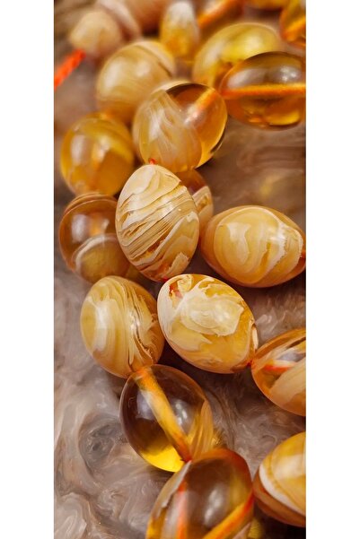 Beyaz Hamur Sıkma Kehribar Tesbih – Mahir Usta – 0,6 Delim Osmanlı Antik Mihteri – 7,75 x 10,90 MM