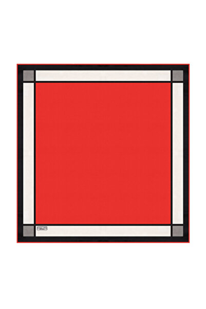 Bursa İpek Red Wide Border Plain Silk Handkerchief