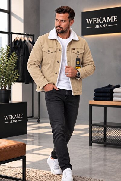 WKM Erkek Casual Regular Fit İçi Kürklü Kot Ceket