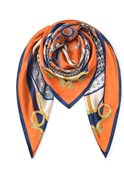 GENERAL SHIROUYU 100% Pure Mulberry Silk Scarf 35" Large Square Lightweight H...