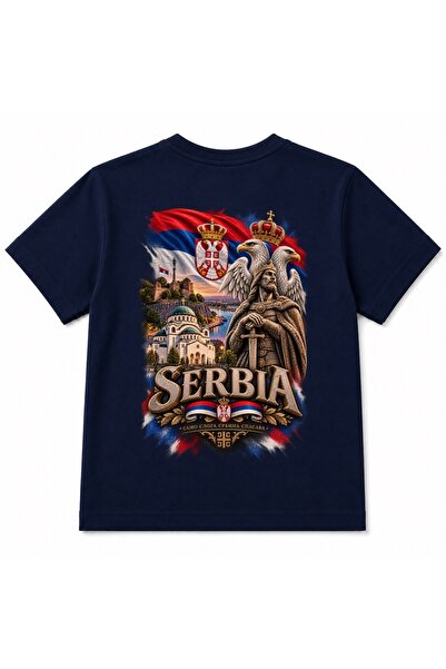 Rabona Fashion Serbia Heraldic Emblem & Tricolor Graphic Beanie