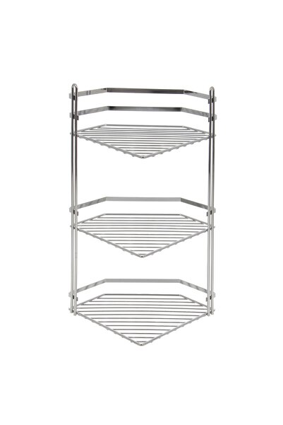 OEM Etajera baie din metal ES076, montaj pe colt, finisaj cromat, trei raftur...