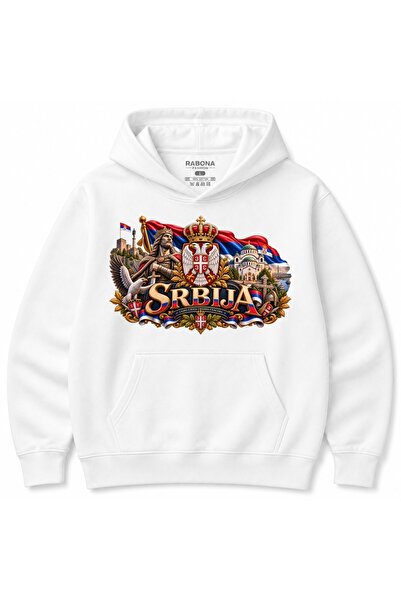 Rabona Fashion Hanorac grafic cu figură sârbă cu sabie și arhitectură cupolată