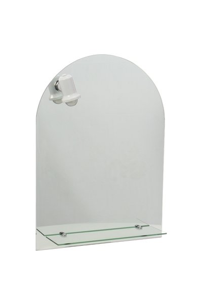 OEM Oglinda baie, G223, cu iluminare, 50 x 70 cm, semiarcada, 1 etajera