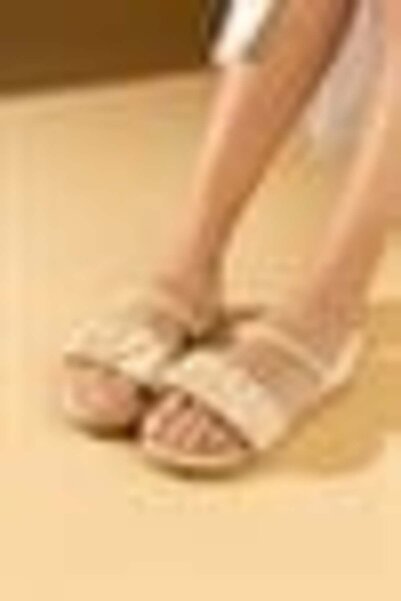 Juuuj Beige Lightweight and Flexible Textured Elastic Sandals with Pearl Deta...