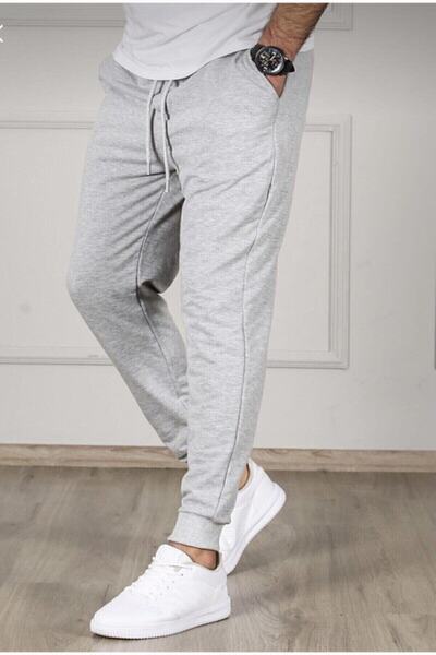 VAN VLECK Men's Casual Grey Melange Sweatpants Jogger Slim Fit