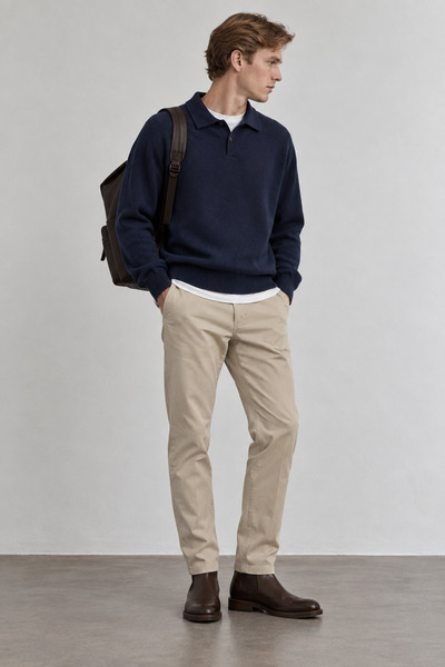 Manche Button Detailed Polo Collar Men's Knitwear Sweater |   Mew5111320-1