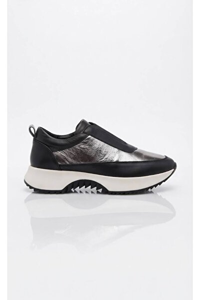 Mia Kadın Hakiki Deri 4 Cm Kalın Taban Bağcıksız Spor Ayakkabı Sneaker