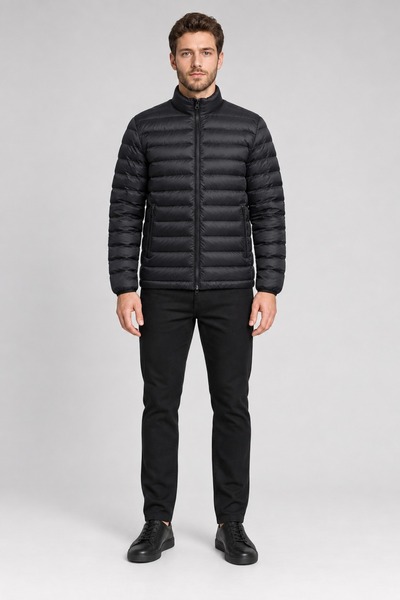 Freemen Men's Black Water and Wind Resistant Lightweight down Jacket with Int...