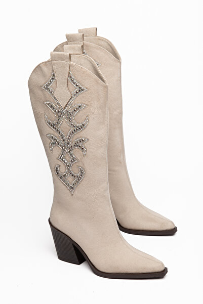 MS SUGAR SHOES Women's Cowboy Boots Pointed Toe Embroidery Detailed Thick Hee...