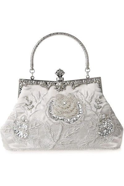 DABİ DABİ DA BODAN Vintage Floral Pearls Rhinestone Embroidery Clutch Sequins...