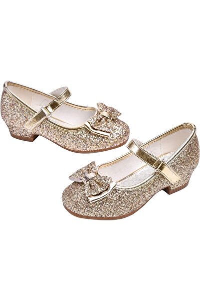 STELLE Girls Mary Jane Glitter Shoes Low Heel Princess Flower Wedding Party D...