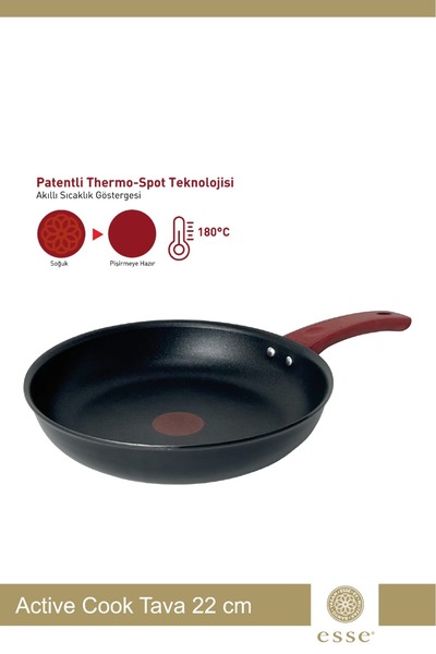 Esse Active Cook Tava 22 CM Siyah Thermo Spot Tecnoloji