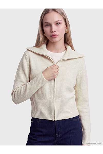 LC Waikiki Lcw Vision Ecru Knitwear Plain Short Women's Cardigan with Nevavm ...