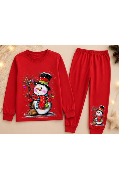 meymers Red, Blue, and Goldframe Cardboard Man Printed Unisex Pajama Set