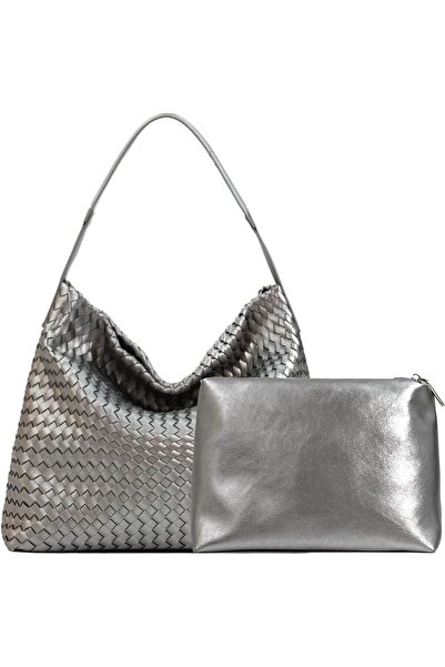 GENERAL JINMANXUE Women Boston Bag Handmade Woven Vegan Leather Handbags