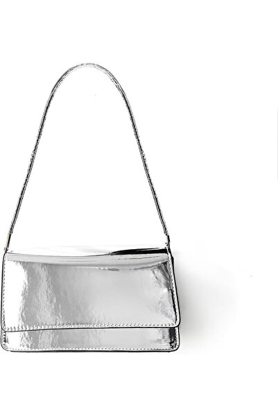 GENERAL Silver Bag Evening Clutch Bag Sparkly Satchel Patent Leather Y2K Hand...