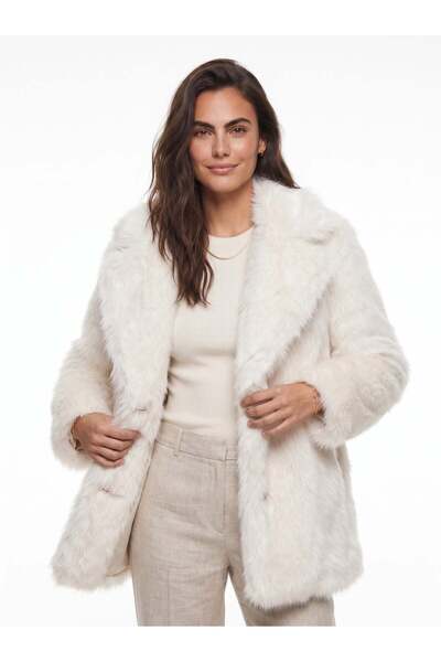 Juuuj Ecru Premium Faux Fur Textured Long Sleeve Soft Formed Polyester Blend ...