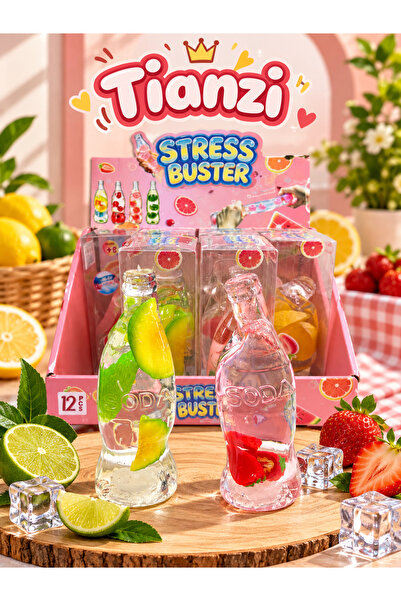 Tianzi Meyveli Soda Şişesi Tasarımlı Sıkılabilir Stres Oyuncağı