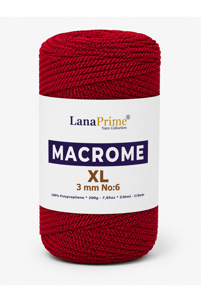 Lanaprime Макраме XL Дебела връв за плетене (3 мм) 250 гр. Връв за чанти 230 ...