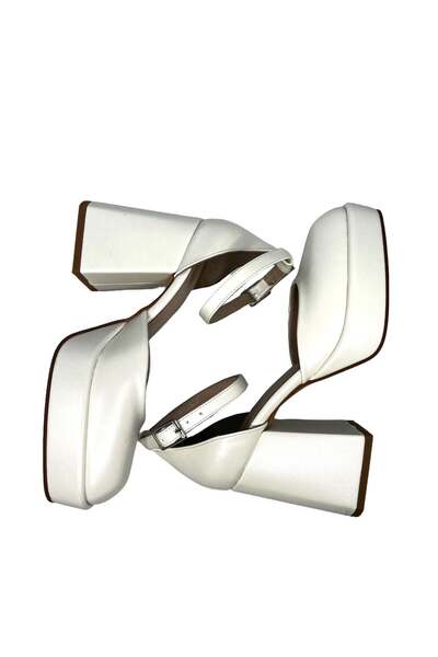 ESMERALDA'S LEGGINGS White Leather 9 cm Wedding Shoes with Sedefli̇