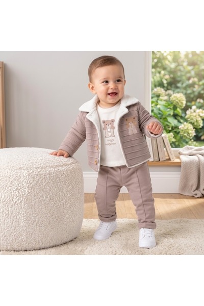 Erca Home Tekstil Ürünleri Welsoftlu Men's Triple Set 9 Months, 12 Months, 18 Months Men's Brown